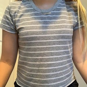 Brandy Melville Grey Striped Crop Top